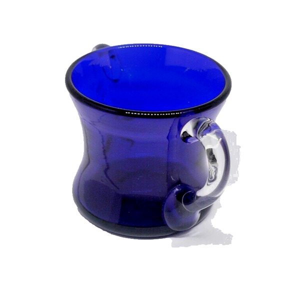 OLD MORGANTOWN Glass Hand Blown "JERED" # 8 Cobalt Ritz Blue Handled Sugar Bowl - Picture 1 of 8